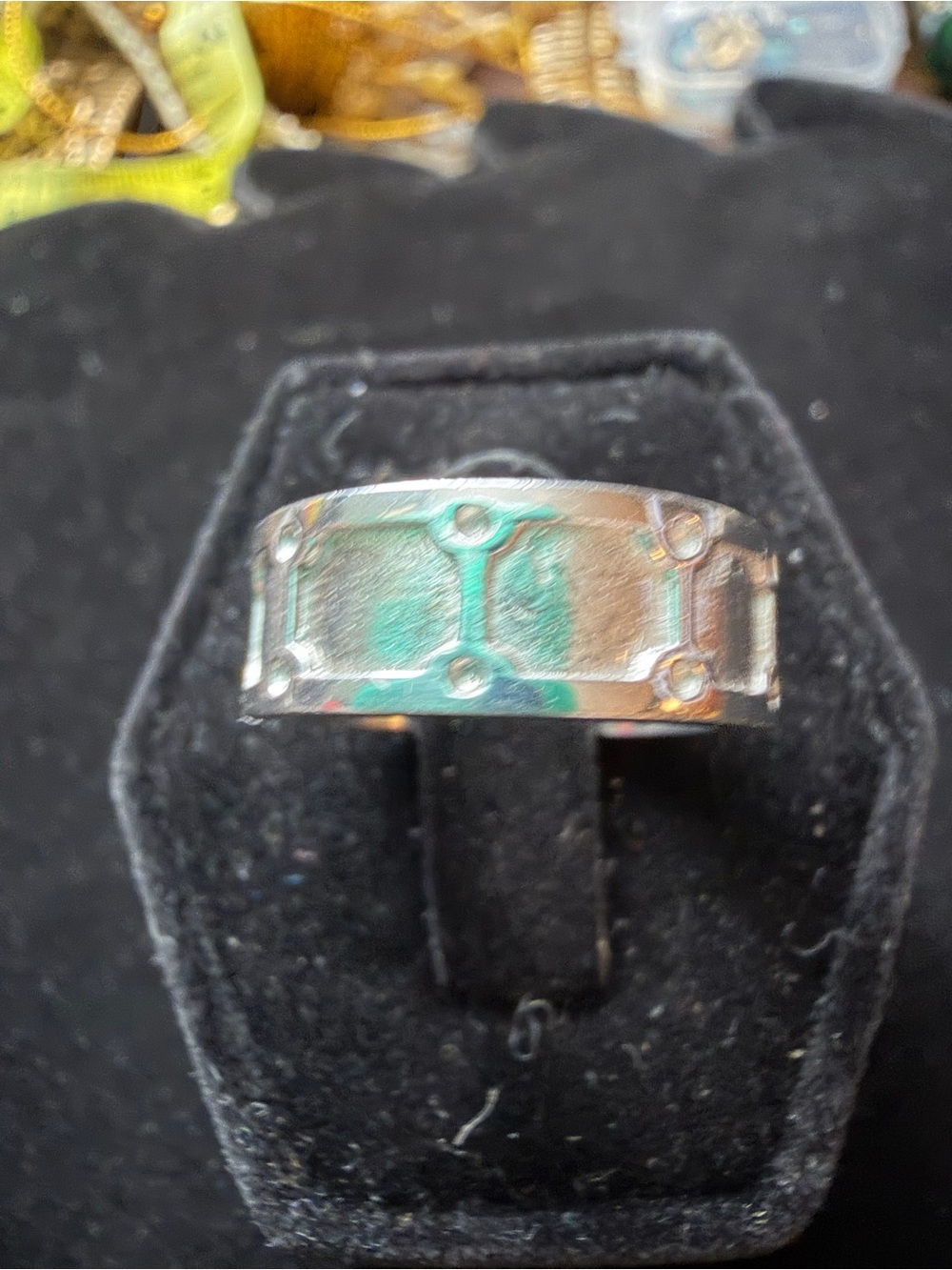 Sterling Silver 925 Wide Band Geometric Modernist Ring Size 5